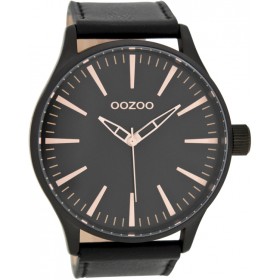 OOZOO Timepieces 51mm Βlack Leather strap C7424